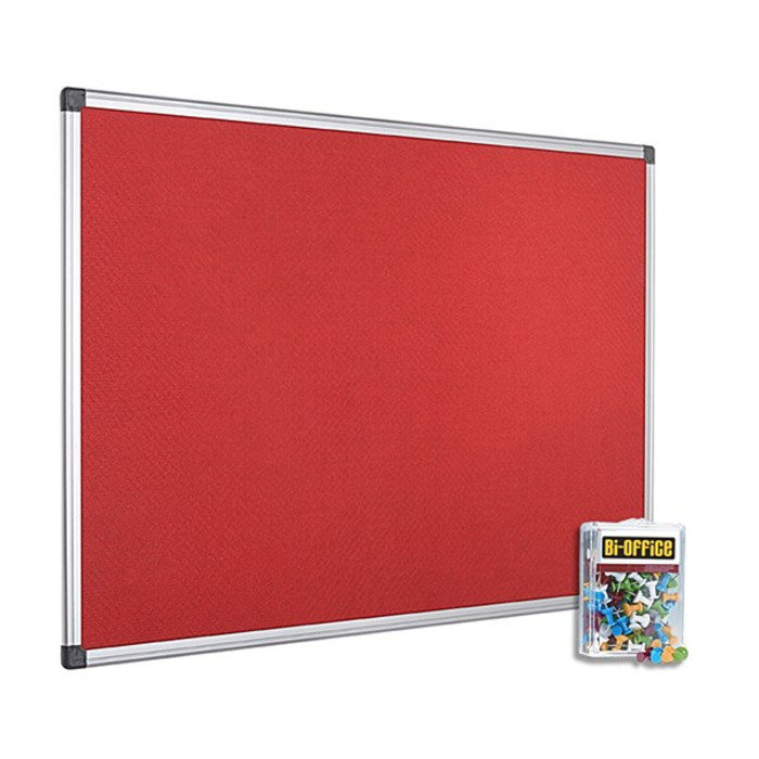 Bi-Office 900x600mm Red Felt Noticeboard and Pins