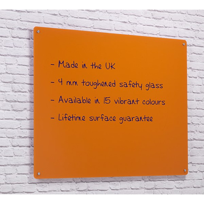 Wall Mounted Glass Board 1200 x 1200mm Orange