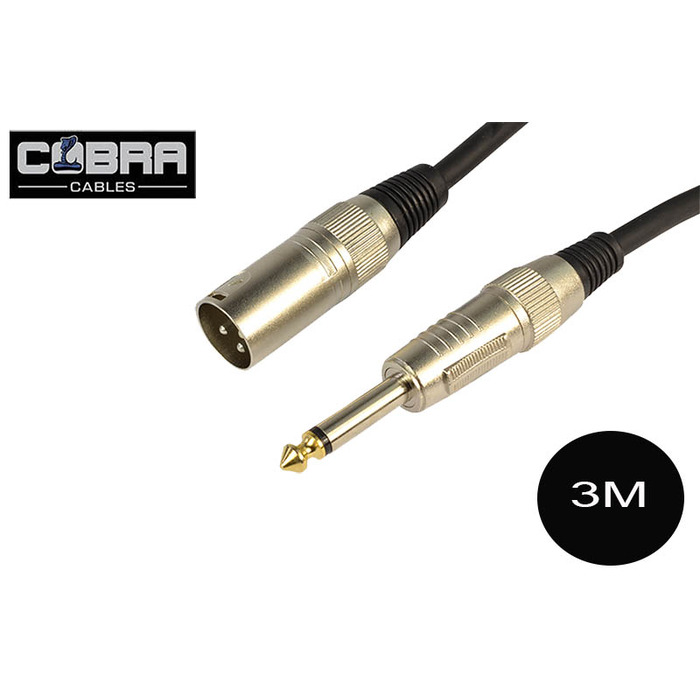Cobra 1/4" Mono Jack to Male XLR Leads 3 Metres