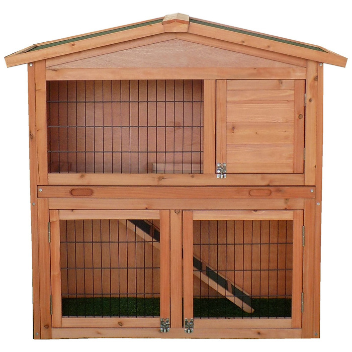 FSC® 100% Certified Two Storey Pet Hutch with Play Area Natural Wood