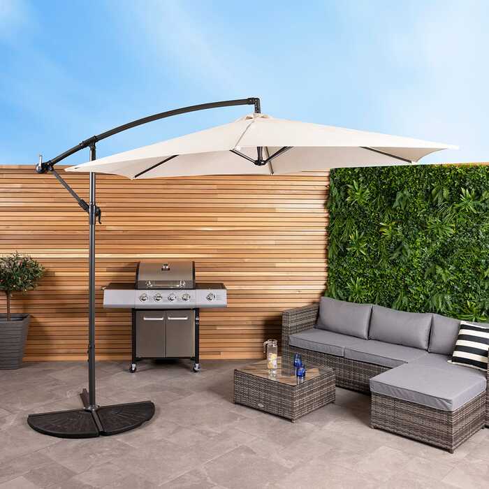 3m Hanging Banana Cantilever Garden Parasol - Cream