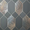 Miami Geometric Leaf Wallpaper Charcoal