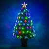 Green Fibre Optic Christmas Tree 2ft to 4ft with Multi Coloured Fibre Optics and Flowers, 4ft
