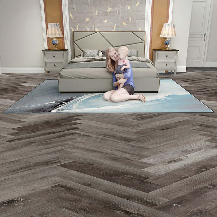 Job Lot - 34 Packs/37. 86sqm of Lusso Portofino Herringbone Weathered Ash SPC Click Vinyl Flooring