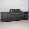 Draco Grills 6 Burner BBQ Black Stainless Steel Modular Outdoor Kitchen with Fridge and Sink Unit and Double Cabinet, Without Side Panels
