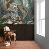 Tropical Leaf and Wood Slats 2 in 1 Vinyl Wallpaper Black AS Creation 39809
