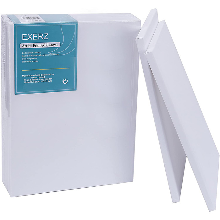 Exerz 30x40cm Stretched Canvas 5pk - 1. 7cm/ 280GSM 100% Cotton
