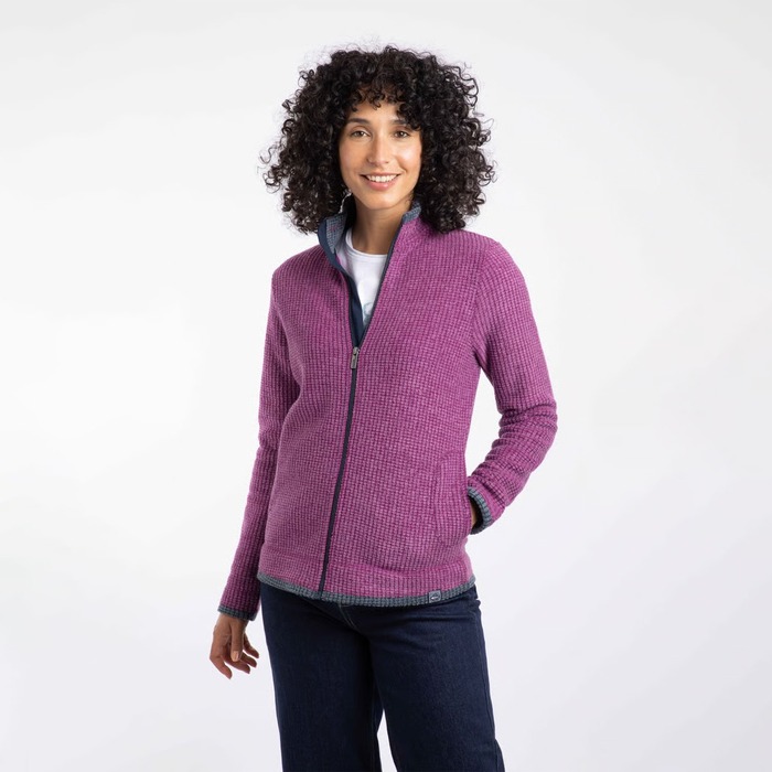 Weird Fish Women's Ariana Eco Full Zip Grid Fleece Purple Wine 12