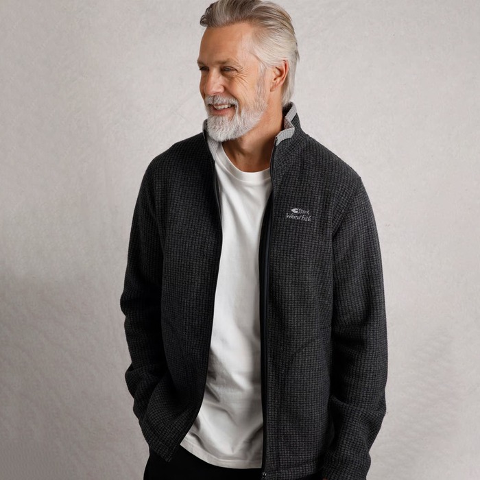 Weird Fish Men's Shires Eco Full Zip Grid Fleece Washed Black M