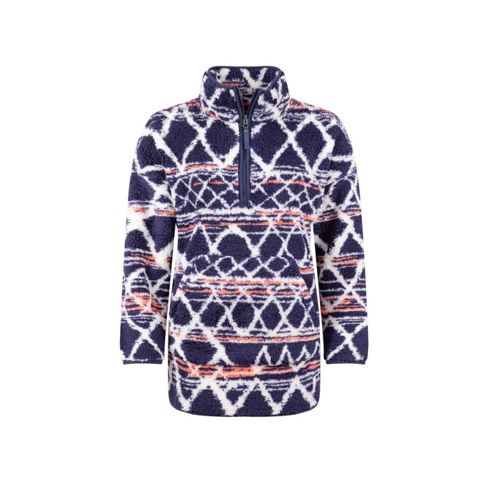 Weird Fish Pikard Printed Plush Qtr Zip Fleece Navy 14