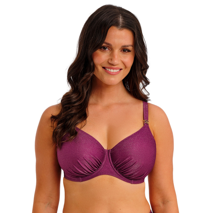 Fantasie Paros Coast Underwired Gathered Full Cup Bikini Top - Berry Shimmer - 32H
