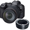 Canon EOS R6 Mark II Mirrorless Camera with RF 24-105mm f/4L IS Lens with EF-EOS R mount adapter