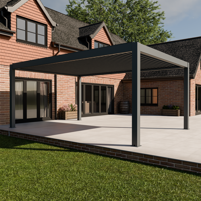 Bracken Outdoors Meridian 6m x 4m Grey Motorised Aluminium Garden Pergola with LED Lights, End of February 2026