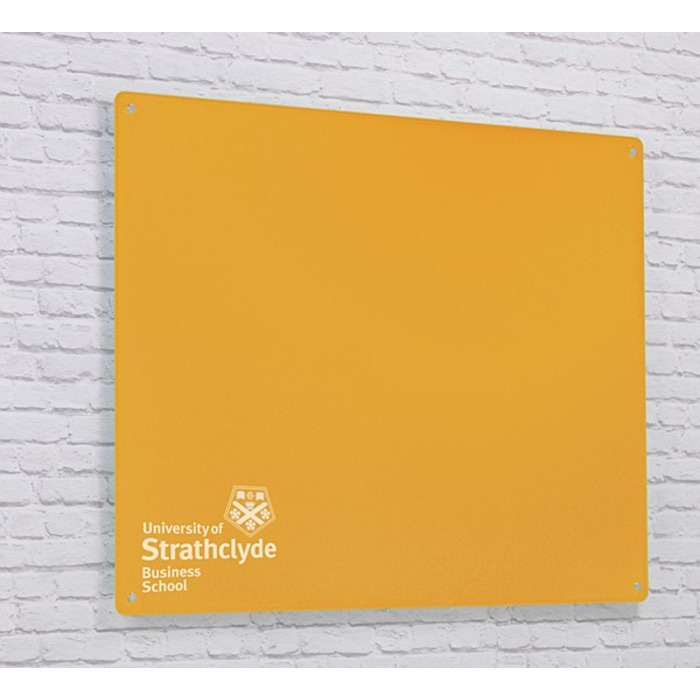 Magnetic Glass Board with your Logo 1000 x 650mm Gold