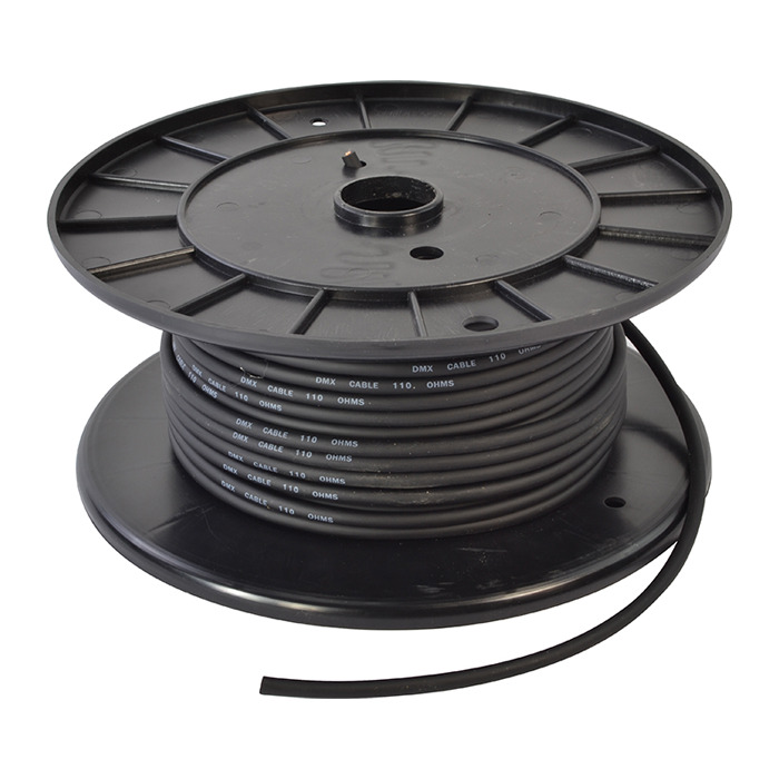 DMX Cable 50m Roll, 3 Core Black For Light Fittings & Controllers