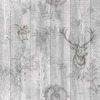 Stag Wood Panel Wallpaper Grey