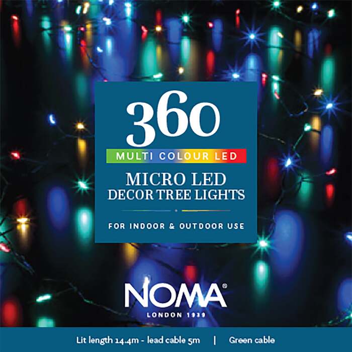 Noma Multicoloured Micro Decor Christmas Tree Lights With Green Wire - 360, 480, 720, 480 Bulbs