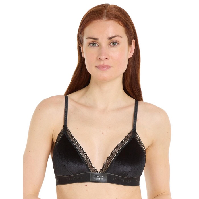 Tommy Hilfiger TH Lace Trim Velour Triangle Bralette