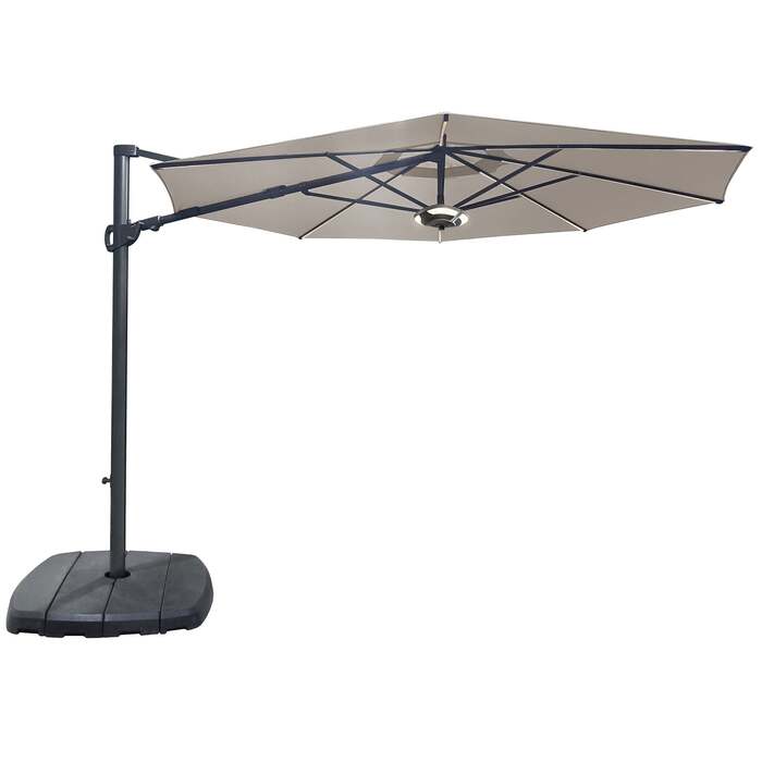 Kettler 3. 5m Stone Free Arm Cantilever Parasol with LED Lights and Bluetooth Speaker
