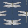 Harlequin Demoiselle Dragonfly Wallpaper Ink Blue
