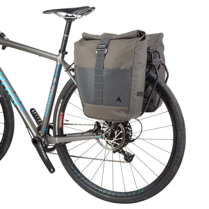 Grid Cycling Pannier Roll Up Pair Smoke | 15L Space, DWR Finish, Reflective Details for Safety | Compact Storage, Roll-Top Closure | Altura