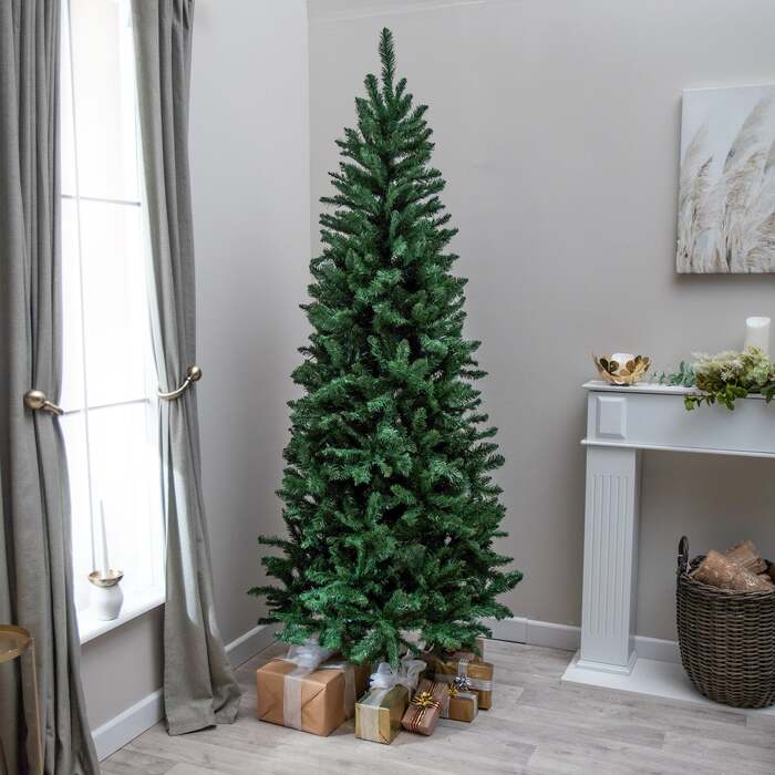 Wentworth Artificial PVC Green Slim Christmas Tree 6FT, 7FT, 7ft (2. 1m)