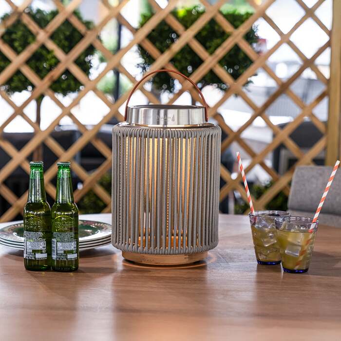 Bracken Outdoors Aurora Straight Light Grey Solar Lantern - Small