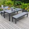 Bracken Outdoors Maldives Aluminium 6 Seat Rectangular Garden Dining Bench Set, Late February 2026