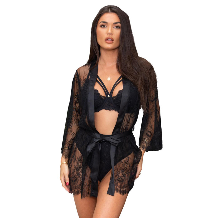 Pour Moi For Your Eyes Only Lace Gown - Black - S - 10