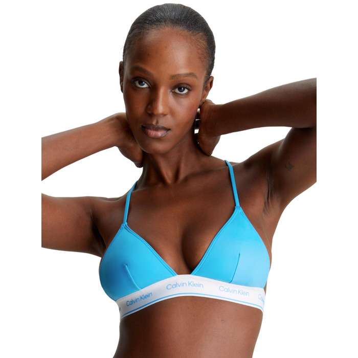 Calvin Klein CK Meta Legacy Triangle Bikini Top - Malibu Blue - S - 10