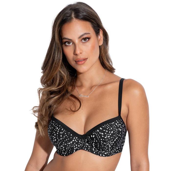 Pour Moi Rhodes Underwired Padded Bikini Top - Black/White - 34C