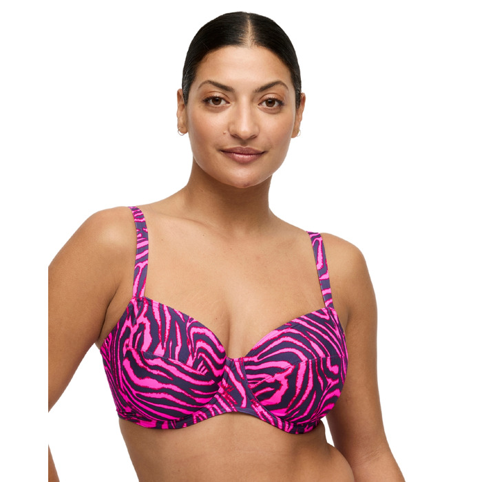 Prima Donna Malabo Full Cup Bikini Top - Hot Pink Zebra - 36C