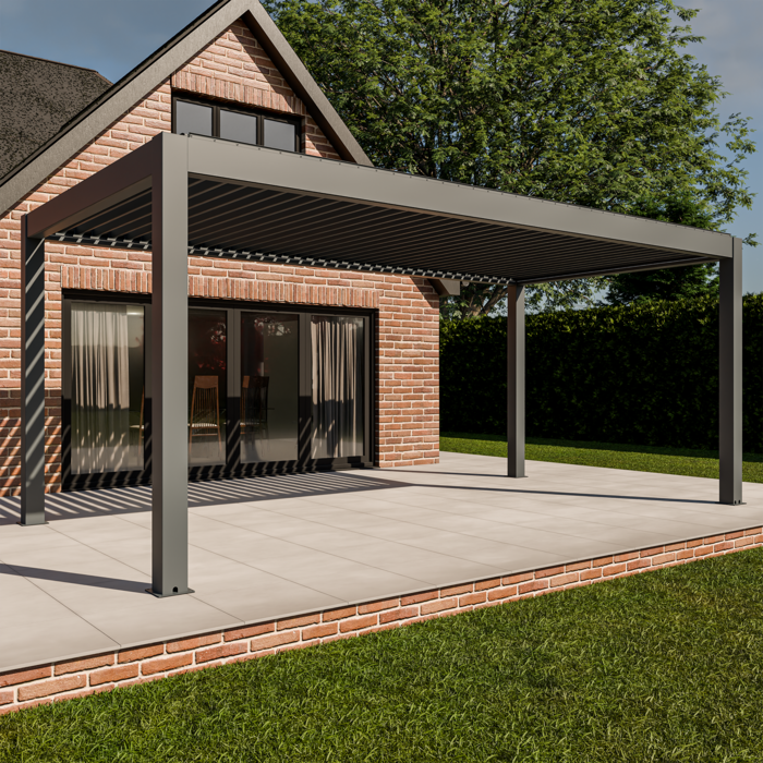 Bracken Outdoors Meridian 6m x 3m Grey Motorised Aluminium Garden Pergola with LED Lights, End of February 2026