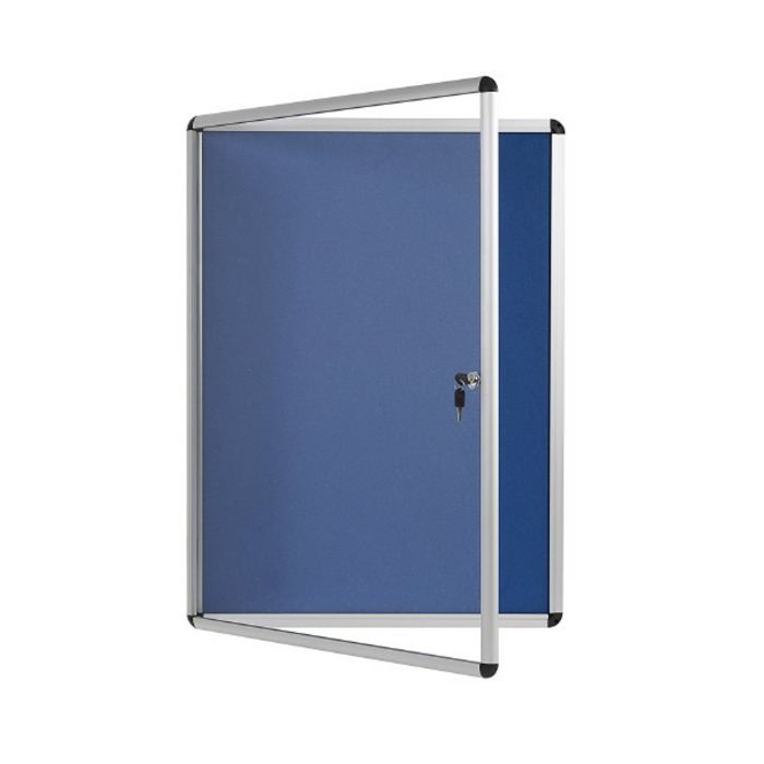 Bi-Office Lockable Felt Noticeboard Display Case 931 x 670mm (9 x A4) BLUE