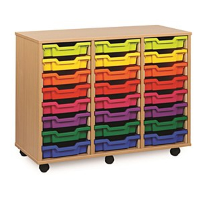 24 (8x3) Shallow Tray Unit Maple Finish Other Colour Trays