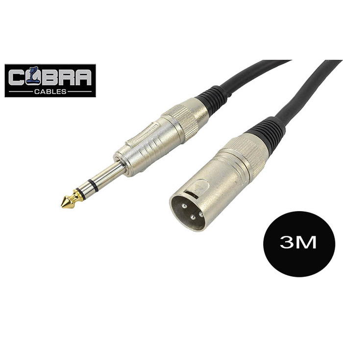 XLR (M) To Stereo 1/4 inch Jack Lead 3m