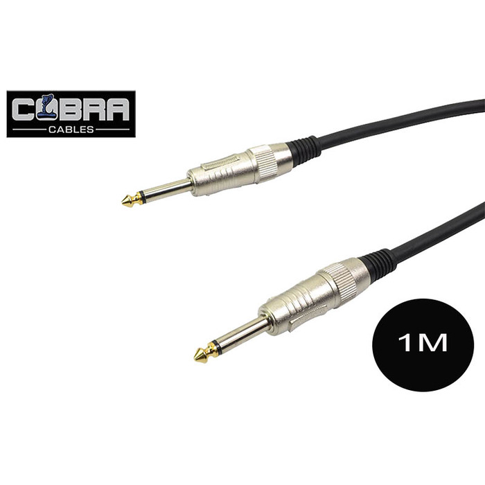 1/4" (6. 35mm) Mono Jack to Jack Cable Black 1m
