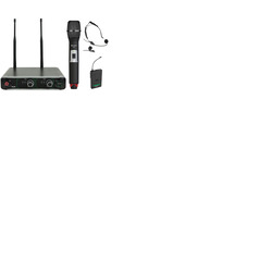 Dual UHF Combo Microphone Set with Compact Receiver