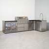 Draco Grills 6 Burner BBQ Modular Outdoor Kitchen with Sear Station, Double Fridge and Sink, With Granite Side Panels