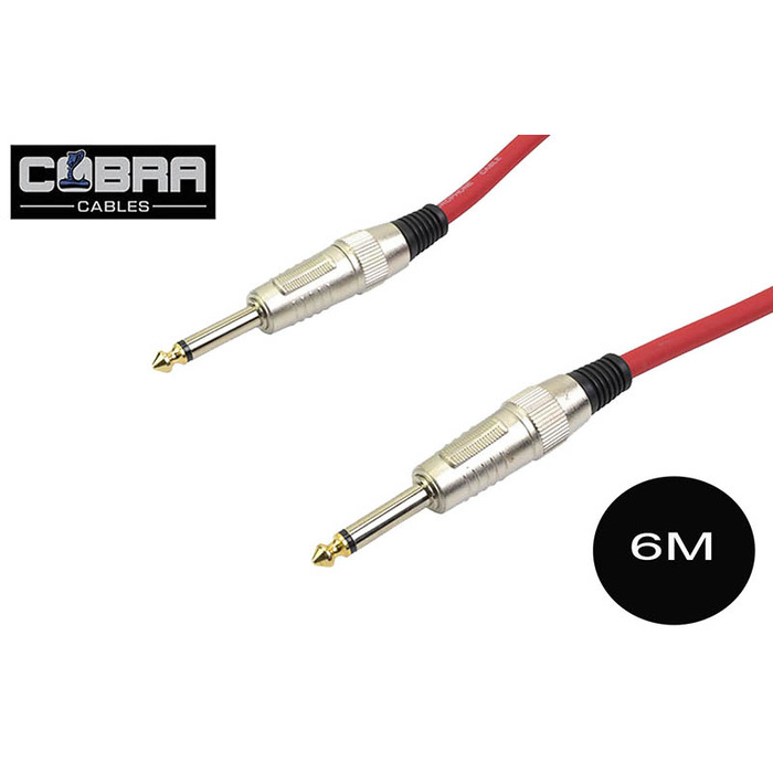 1/4" (6. 35mm) Mono Jack to Jack Cable Red 6m
