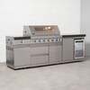 Draco Grills 6 Burner BBQ Modular Outdoor Kitchen with Sear Station and Single Fridge Unit, Without Granite Side Panels