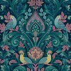 Peacock Damask Textured Vinyl Wallpaper Navy