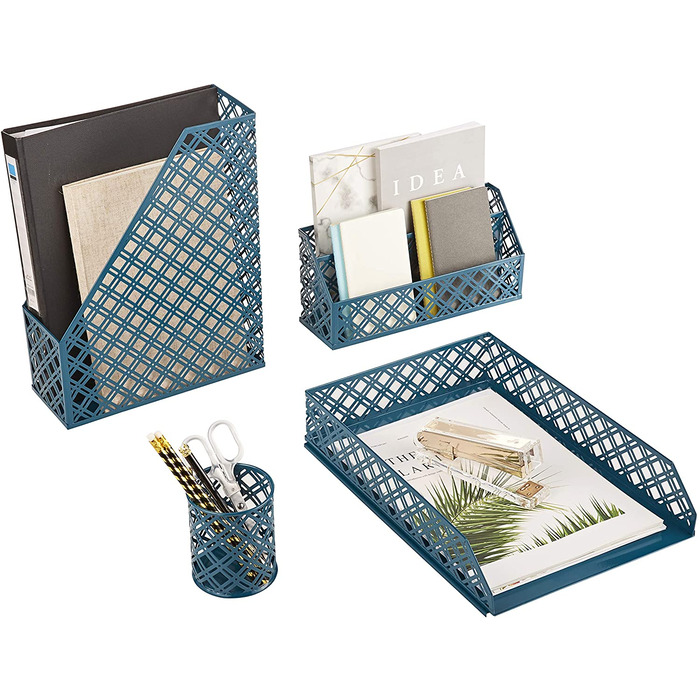 Exerz Desk Organiser 4 Pieces/ Office Set/ Desktop Metal Mesh Filing