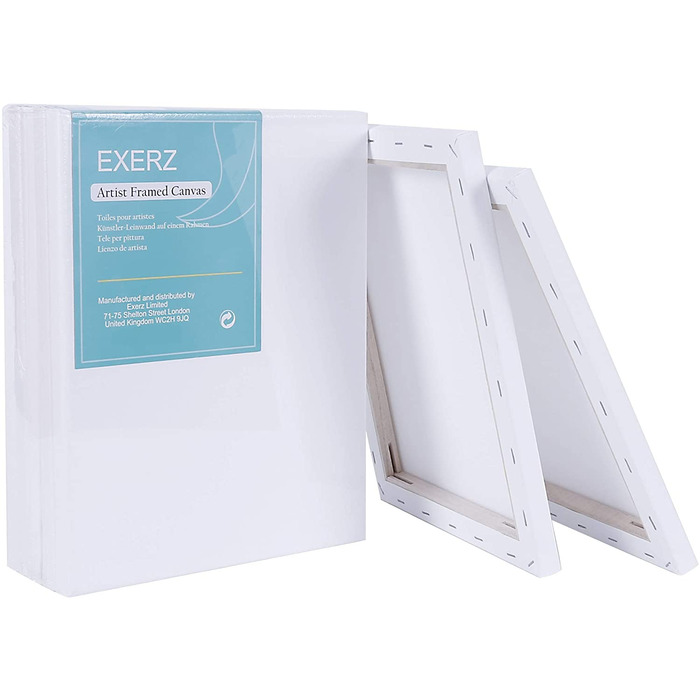 Exerz 24x30cm Stretched Canvas 5pk - 1. 7cm/ 280GSM 100% Cotton
