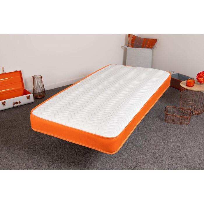 Starlight Beds™ 7" Deep Cool touch Luxurious soft Finish Memory Foam & Hybrid Spring Orange Border Mattress - 2ft6 by 5ft9 Shorty Mattress (75cm by 17