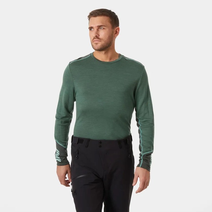 Helly Hansen Men's Lifa Merino Midweight Crew Base Layer Jungle Green M
