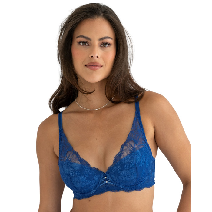 Pour Moi Atelier Lace High Apex Padded Bra - True Blue/Mist - 36F