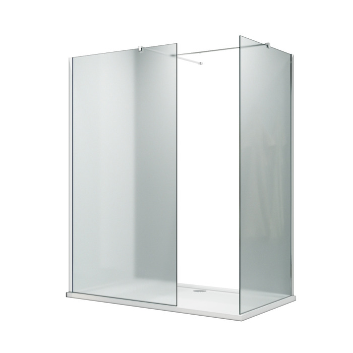 ELEGANT 1500X800mm Frosted Chrome Fittings Glass Easy Clean Walk-In Shower Enclosure (Inc Shower Panels + Stone Resin Tray + Waste)