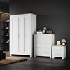 ELEGANT Cabinet Furniture Set 3 Door Bedroom Wardrobe and 4 Drawer Chest and Bedside Cabinet White