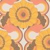 Retro Floral Motif Wallpaper Mustard